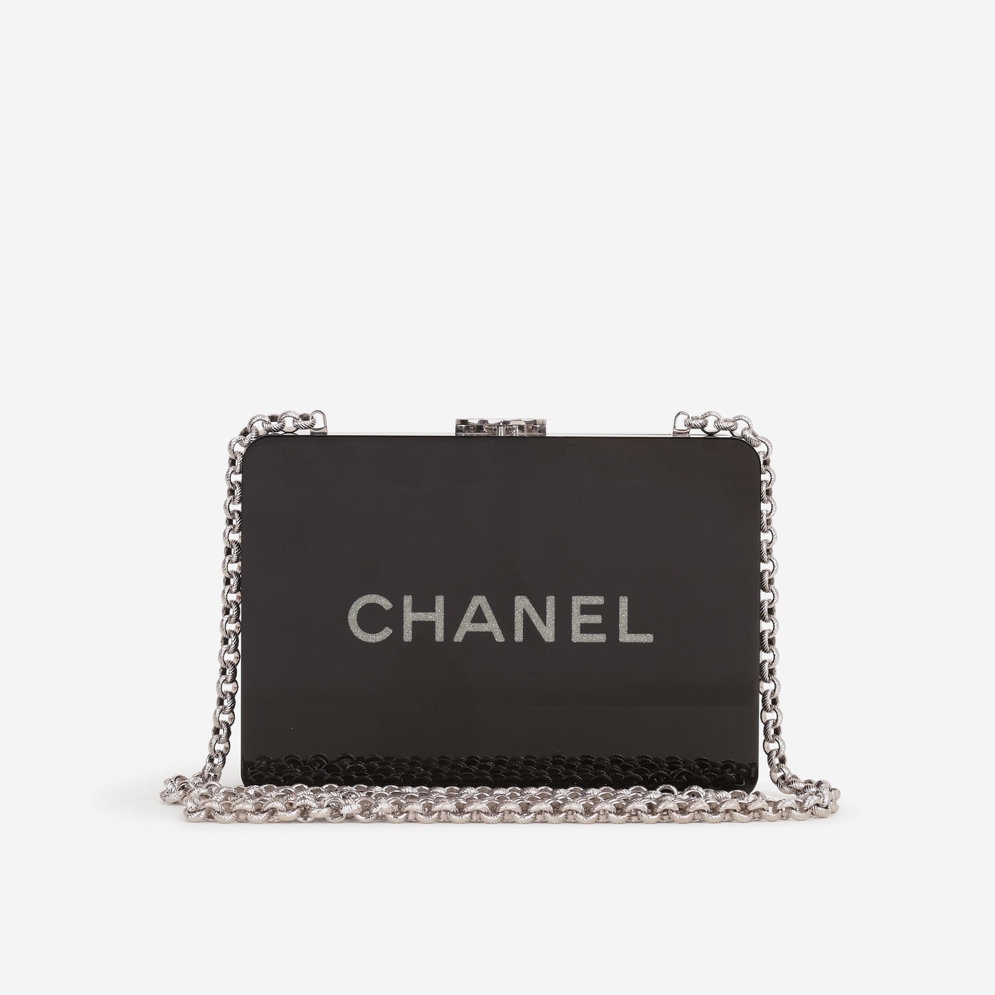 Chanel CC Chip Minaudiere - Black Strass / Acrylic | Silver Hardware