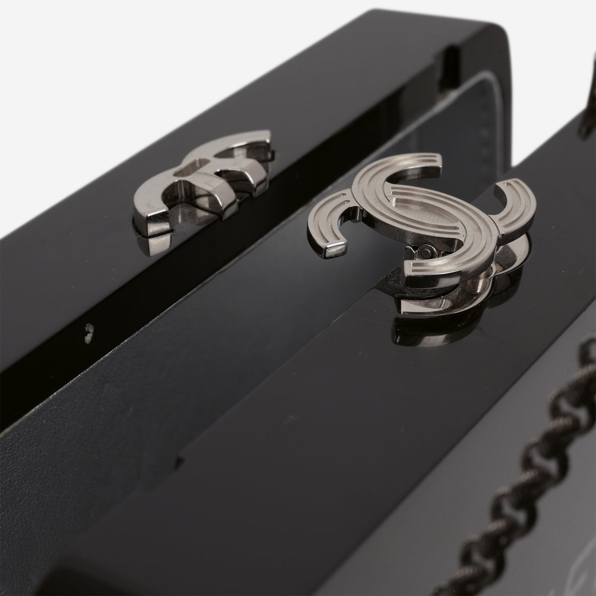 Chanel CC Chip Minaudiere - Black Strass / Acrylic | Silver Hardware