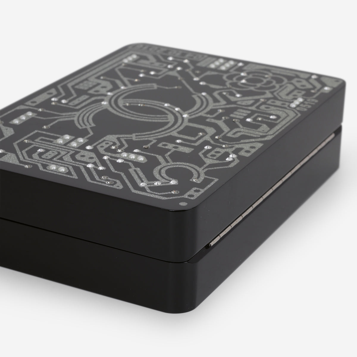 Chanel CC Chip Minaudiere - Black Strass / Acrylic | Silver Hardware