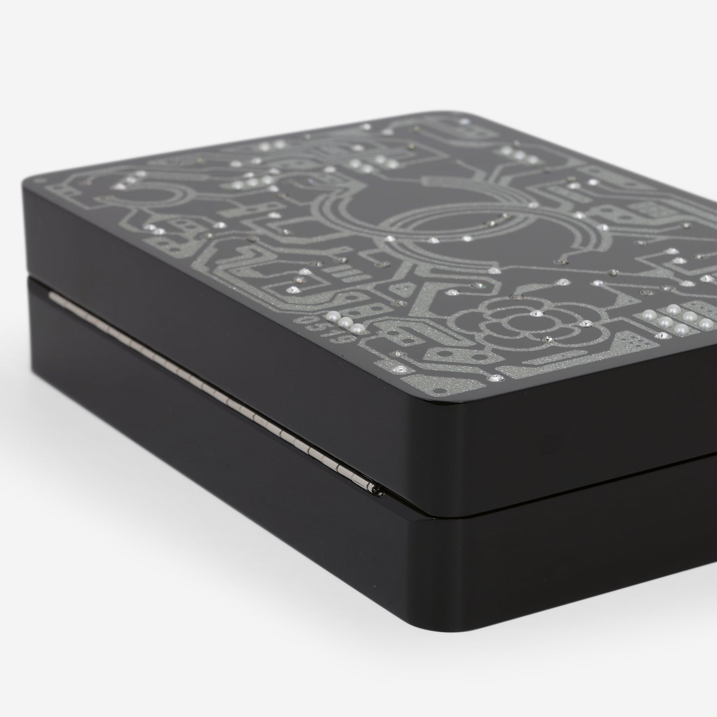 Chanel CC Chip Minaudiere - Black Strass / Acrylic | Silver Hardware