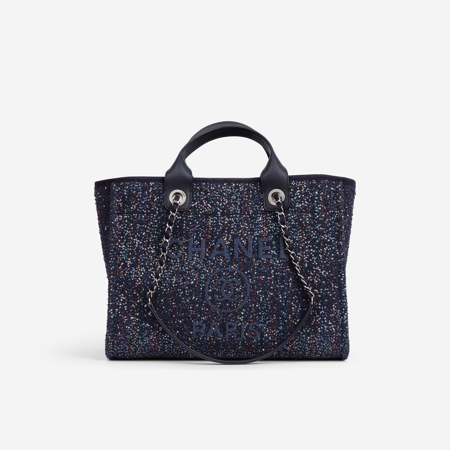 Chanel Small Deauville - Navy / Multi Sequin Tweed | Silver Hardware