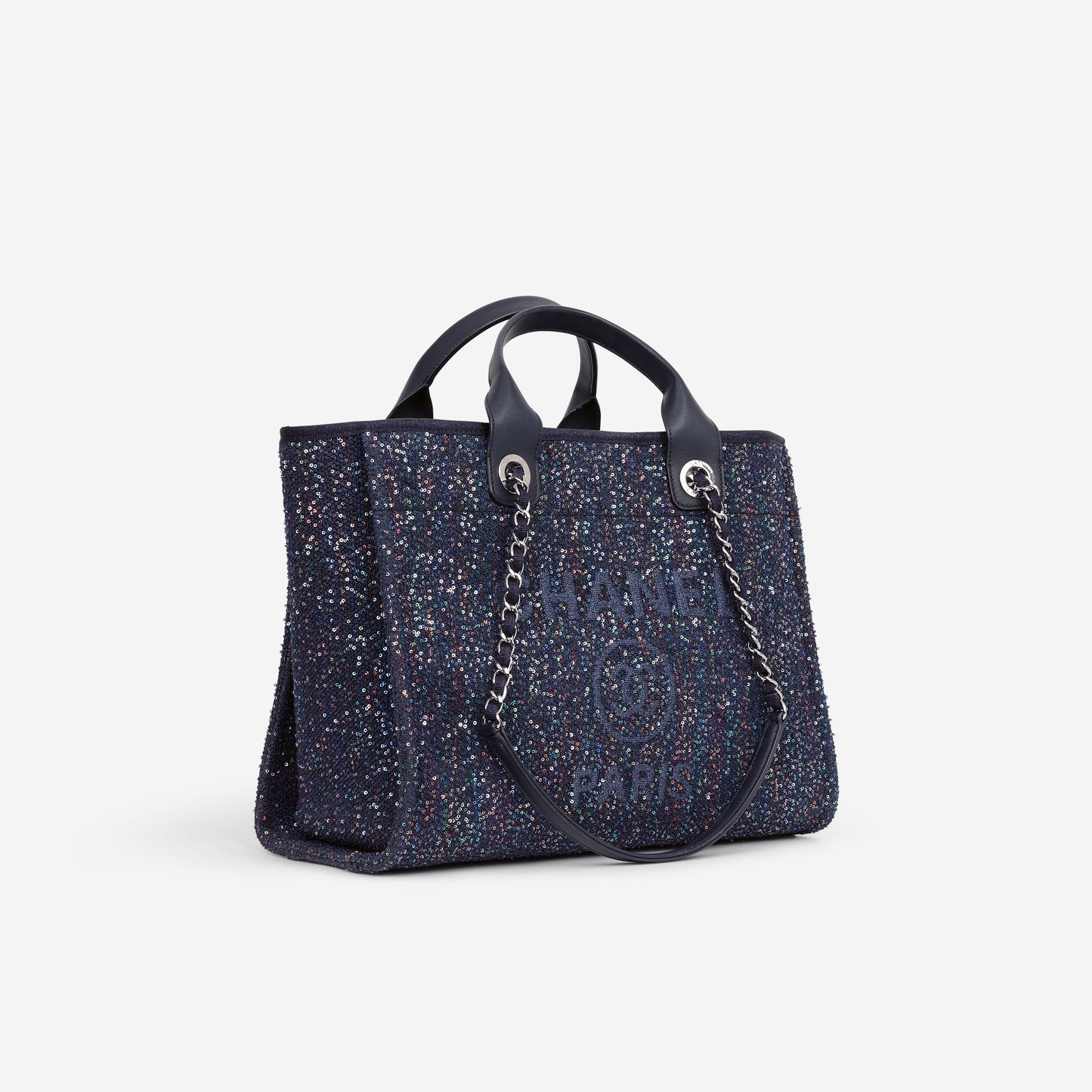 Chanel Small Deauville - Navy / Multi Sequin Tweed | Silver Hardware