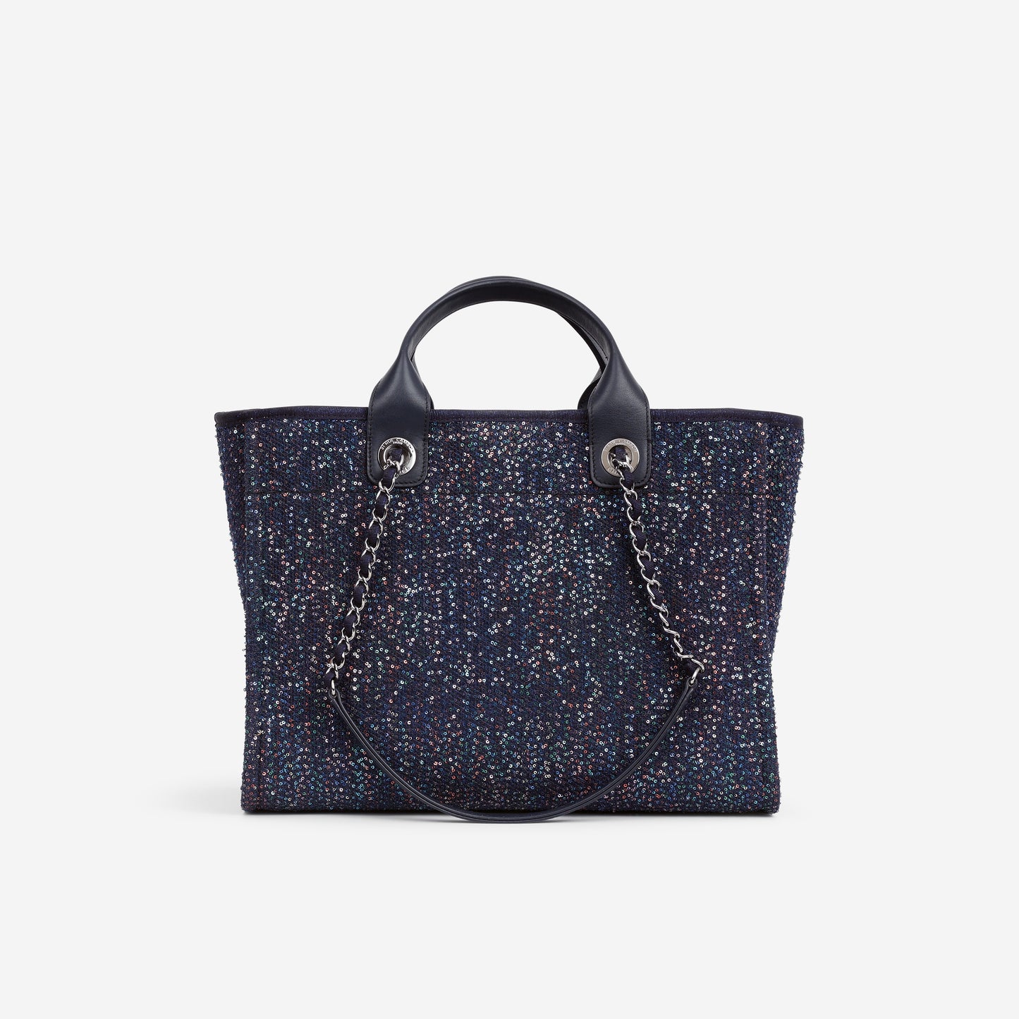 Chanel Small Deauville - Navy / Multi Sequin Tweed | Silver Hardware
