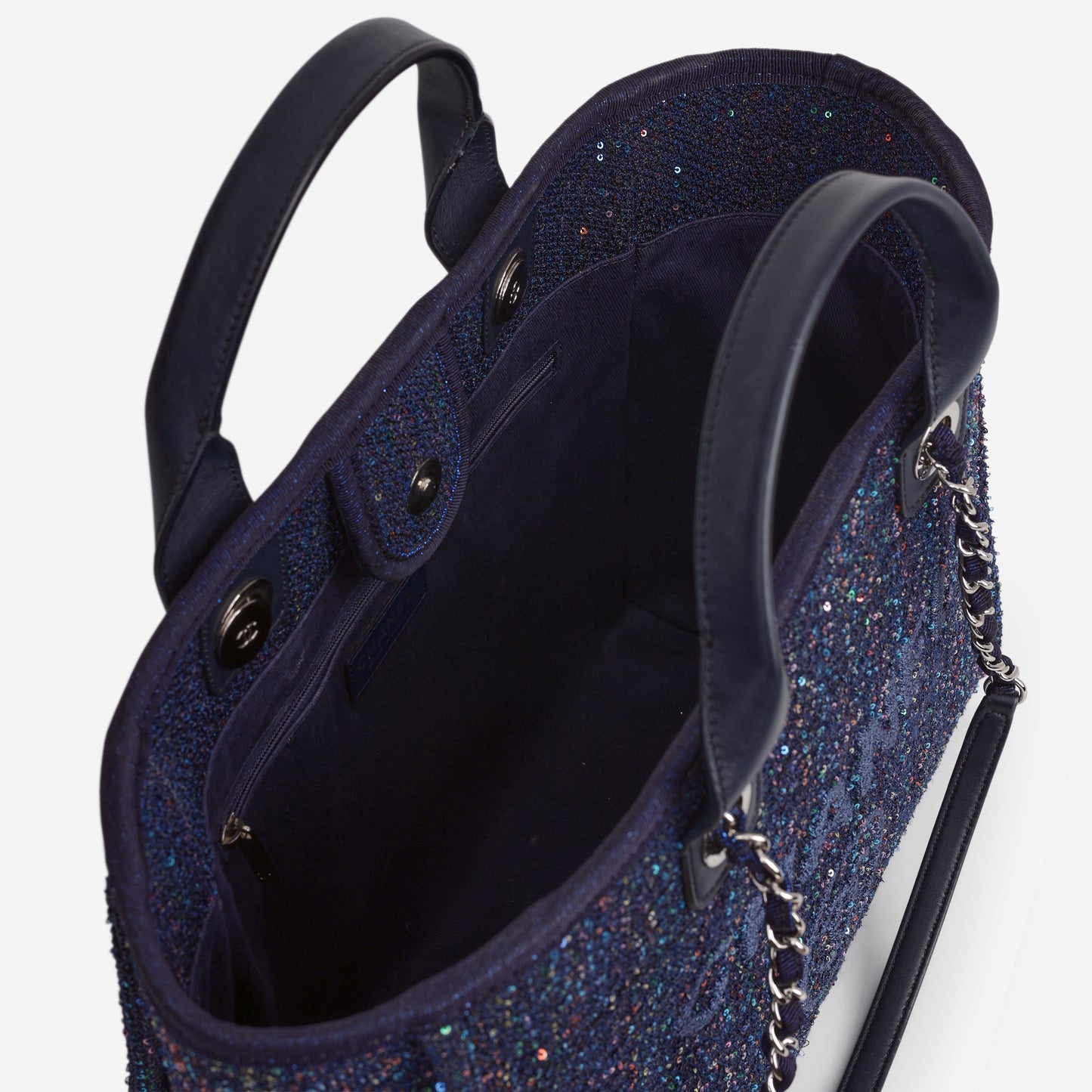Chanel Small Deauville - Navy / Multi Sequin Tweed | Silver Hardware