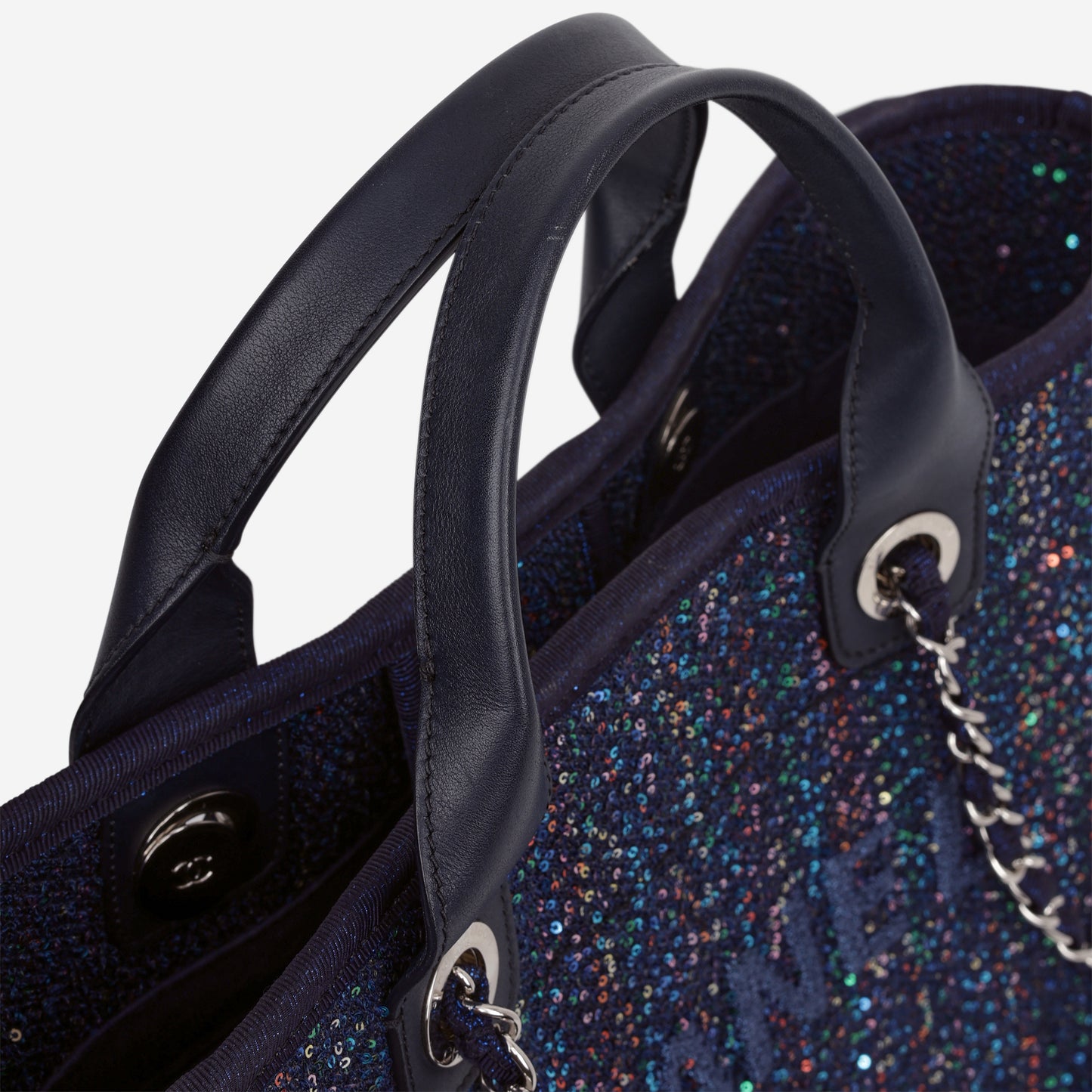 Chanel Small Deauville - Navy / Multi Sequin Tweed | Silver Hardware