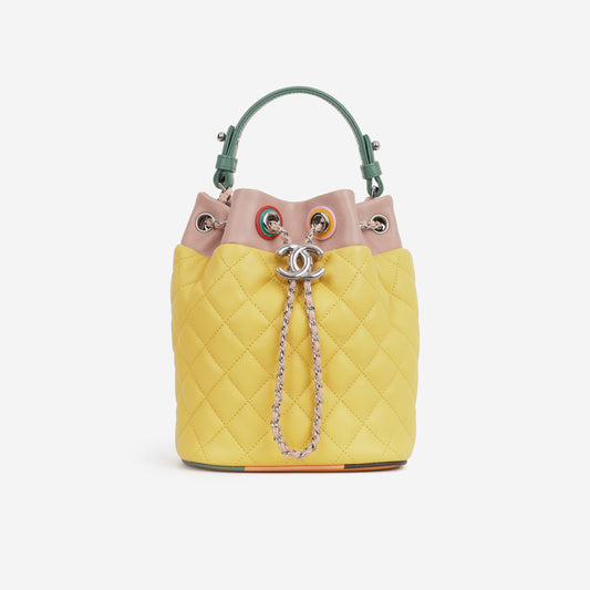 Chanel Paris Cuba Bucket Bag - Yellow / Multi Lambskin | Silver Hardware