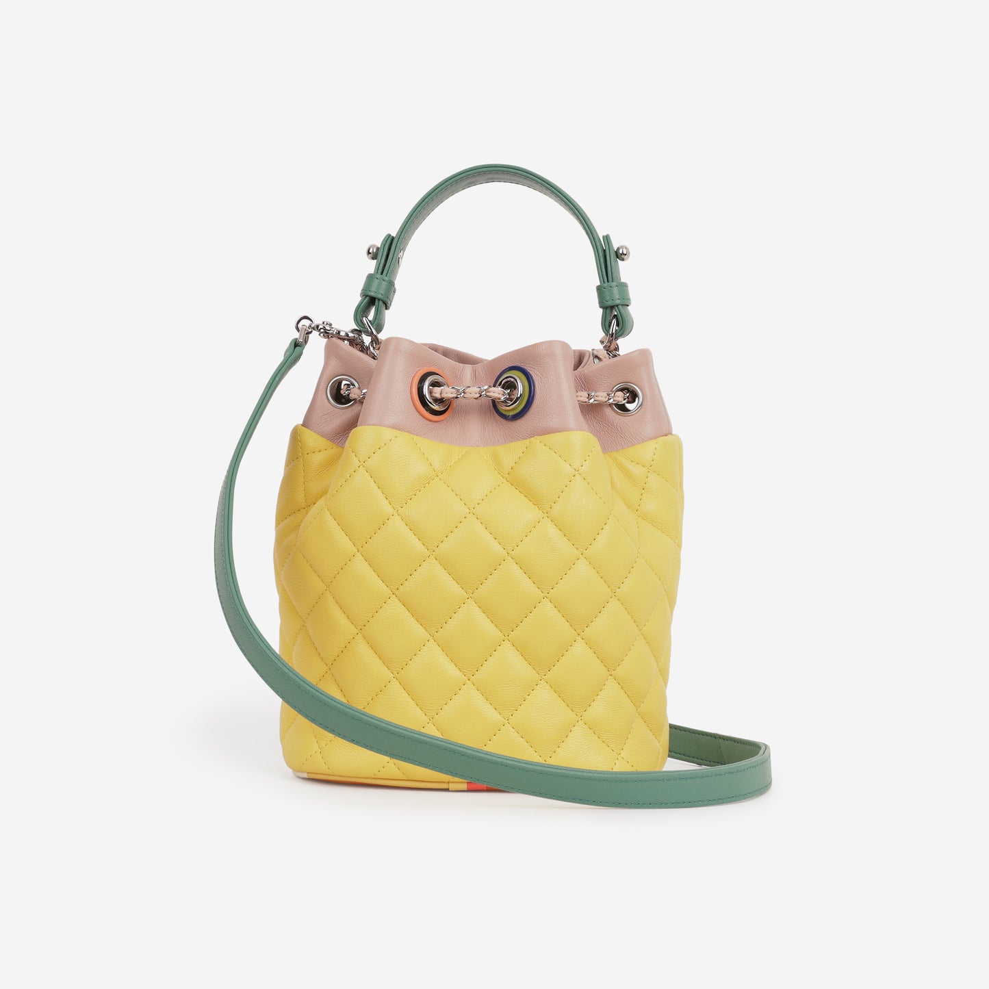 Chanel Paris Cuba Bucket Bag - Yellow / Multi Lambskin | Silver Hardware
