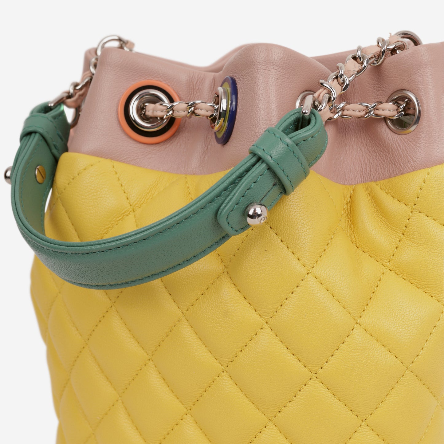 Chanel Paris Cuba Bucket Bag - Yellow / Multi Lambskin | Silver Hardware
