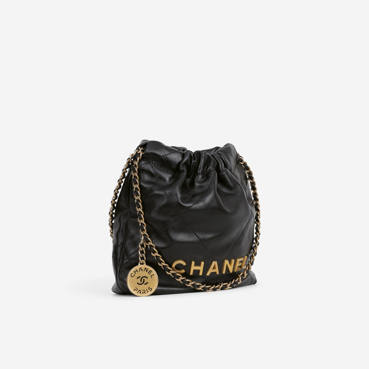 Chanel 22 Mini Hobo - Black Calfskin | Aged Gold Hardware