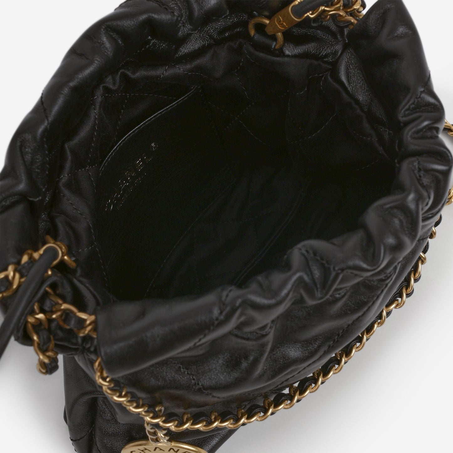 Chanel 22 Mini Hobo - Black Calfskin | Aged Gold Hardware