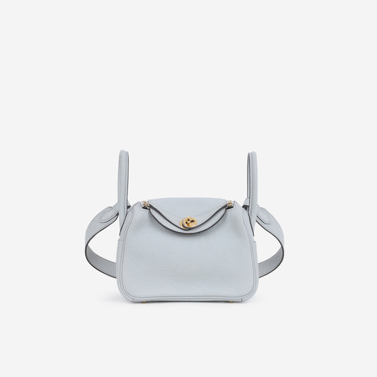 Hermès Mini Lindy - Bleu Pale Clemence | Gold Hardware
