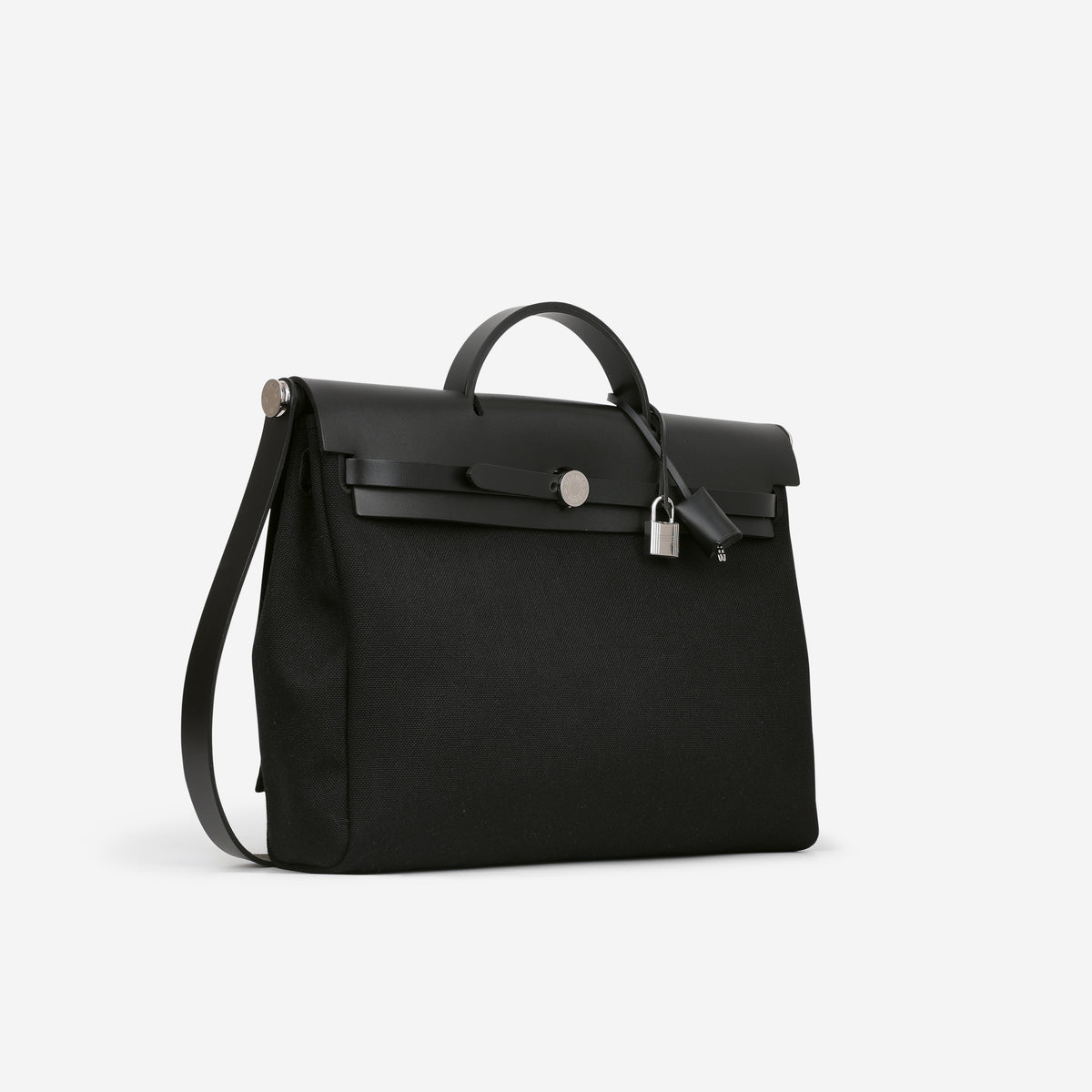 Hermès Herbag 39 - Black Canvas / Hunter Leather | Palladium Hardware