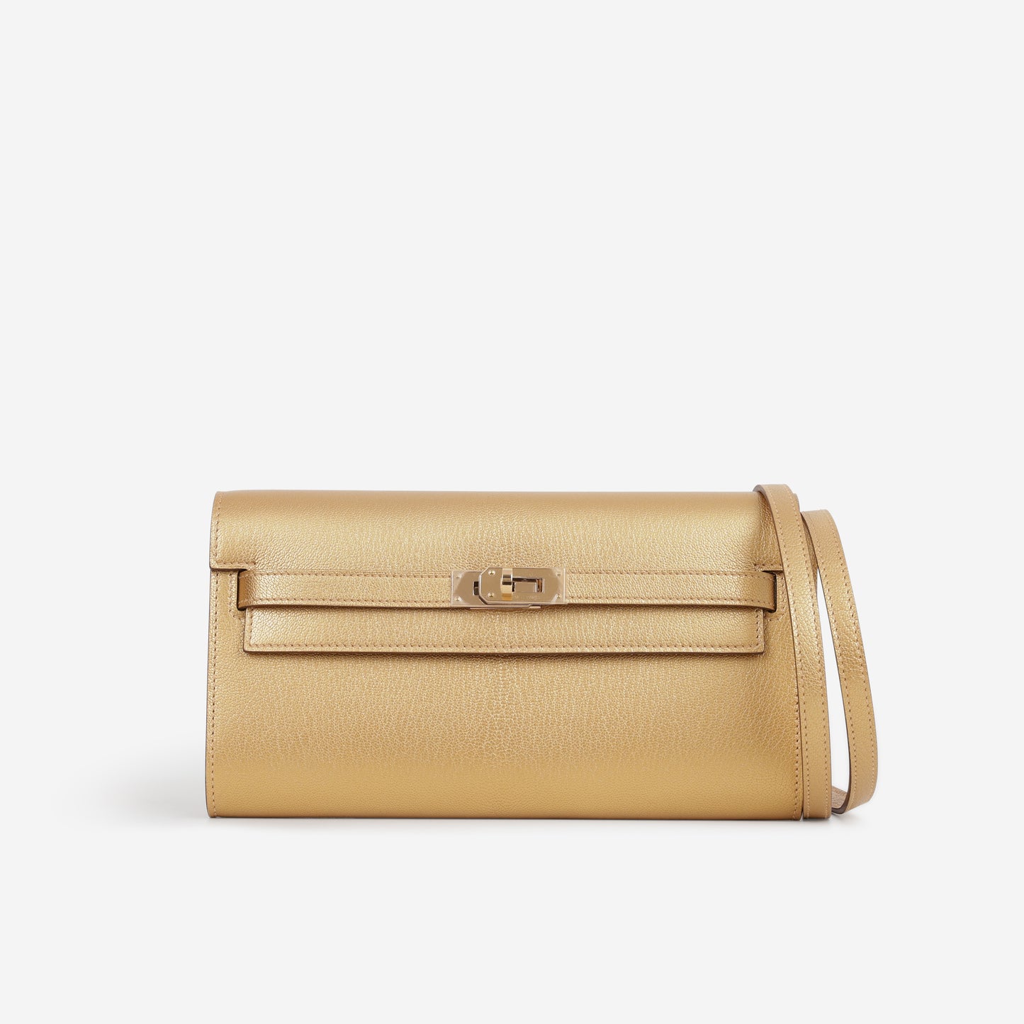 Hermès Kelly To Go Wallet - Doré Chevre Chamkilight  | Permabrass Hardware