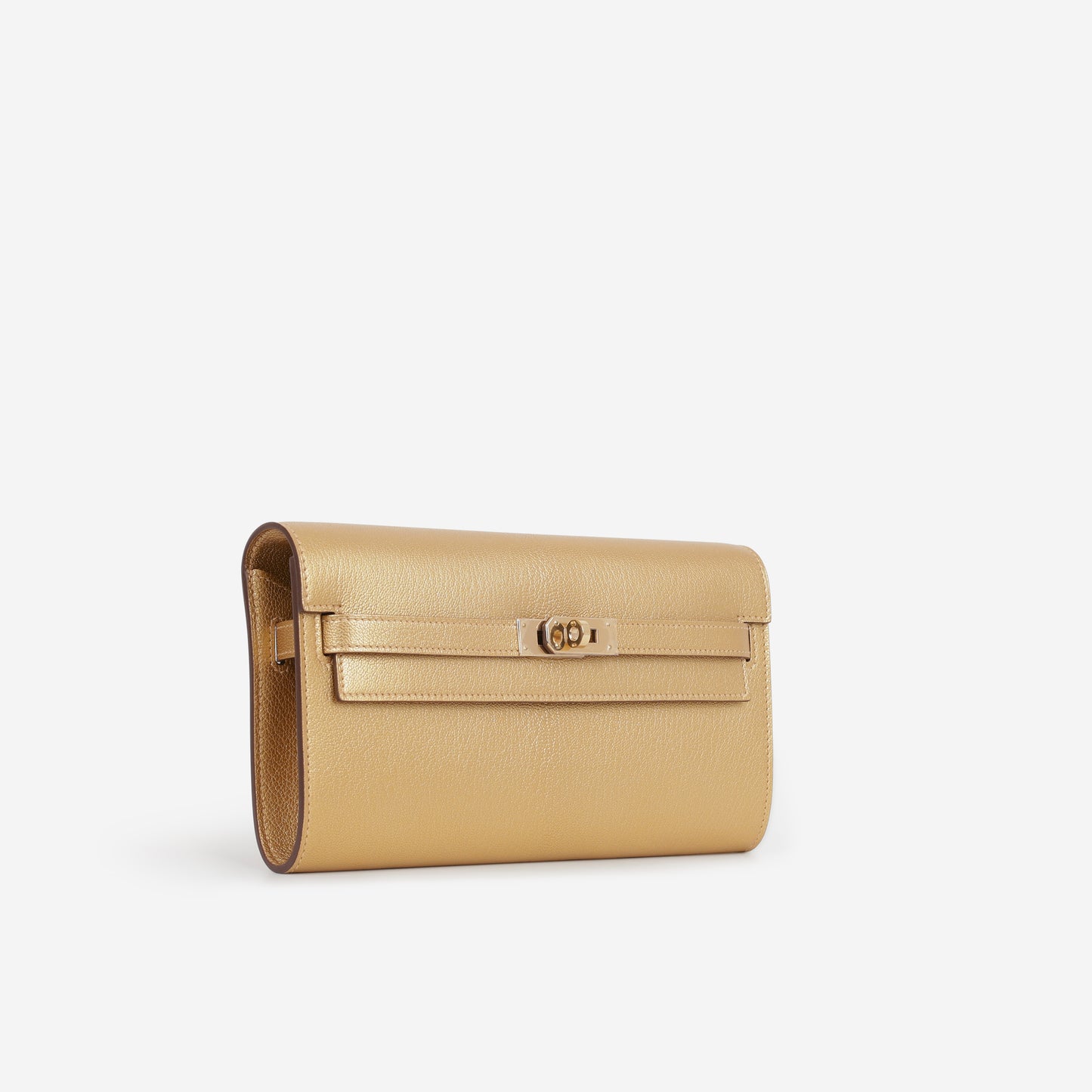Hermès Kelly To Go Wallet - Doré Chevre Chamkilight  | Permabrass Hardware