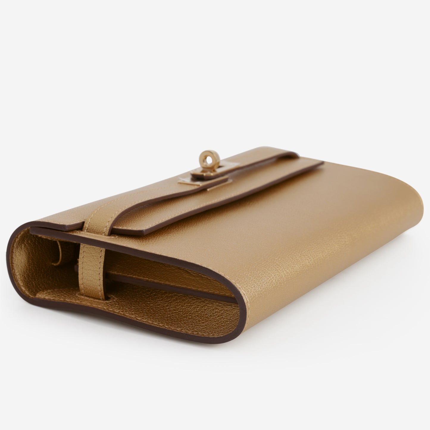 Hermès Kelly To Go Wallet - Doré Chevre Chamkilight  | Permabrass Hardware
