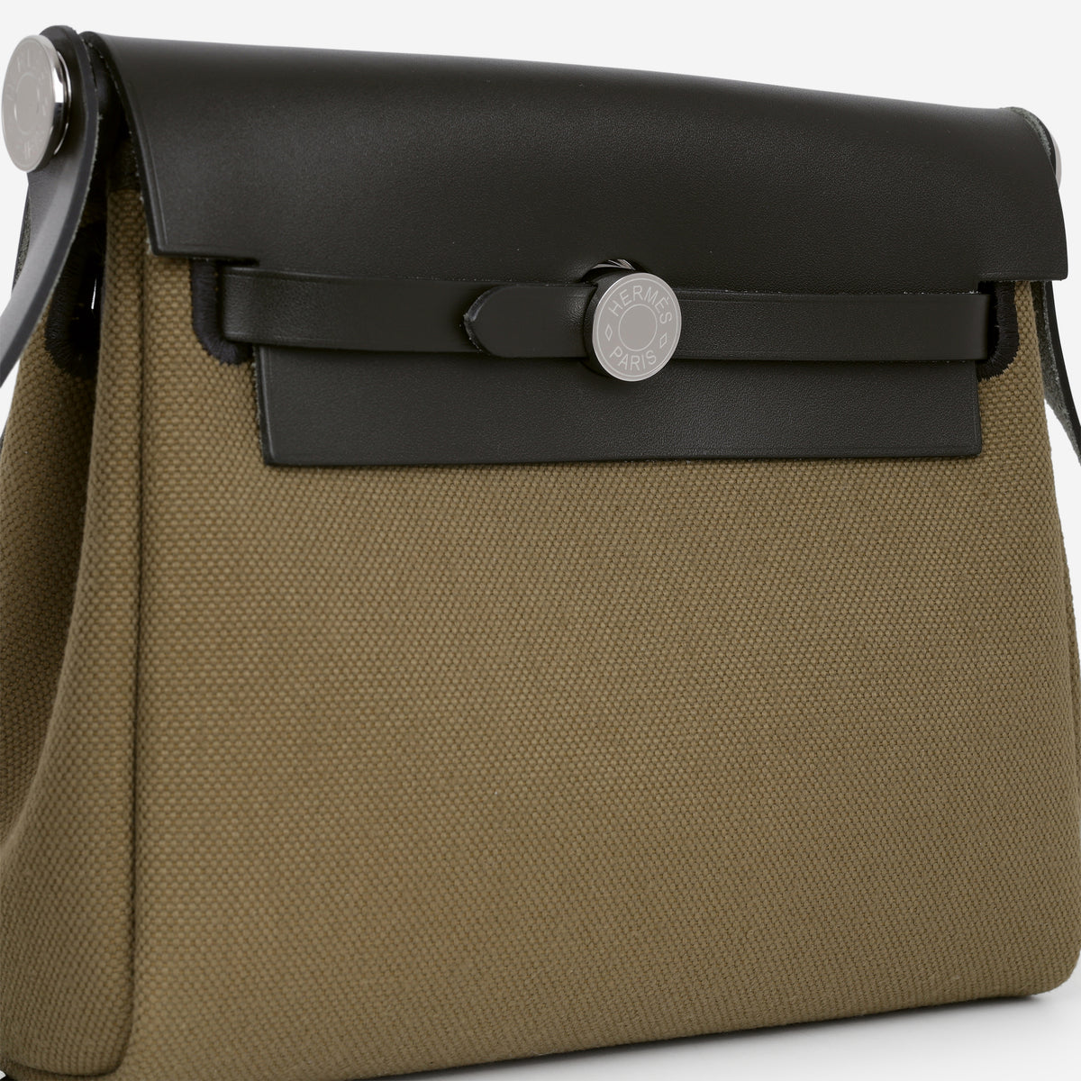 Hermès Mini Herbag 20 - Vert Olive Toile / Kaki Hunter | Palladium Hardware