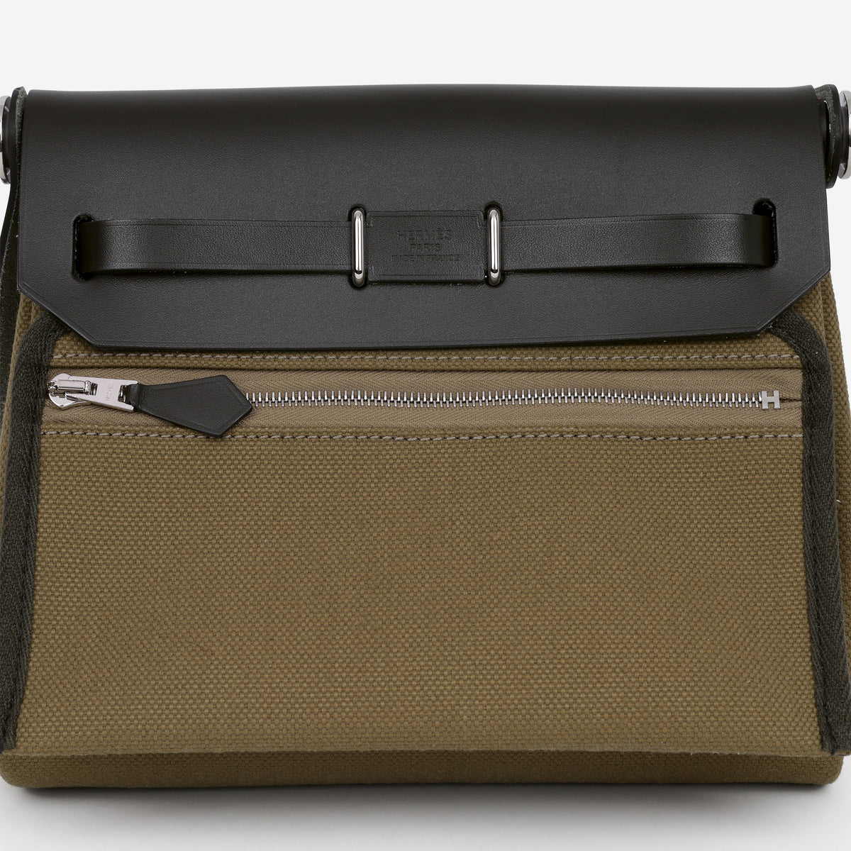 Hermès Mini Herbag 20 - Vert Olive Toile / Kaki Hunter | Palladium Hardware