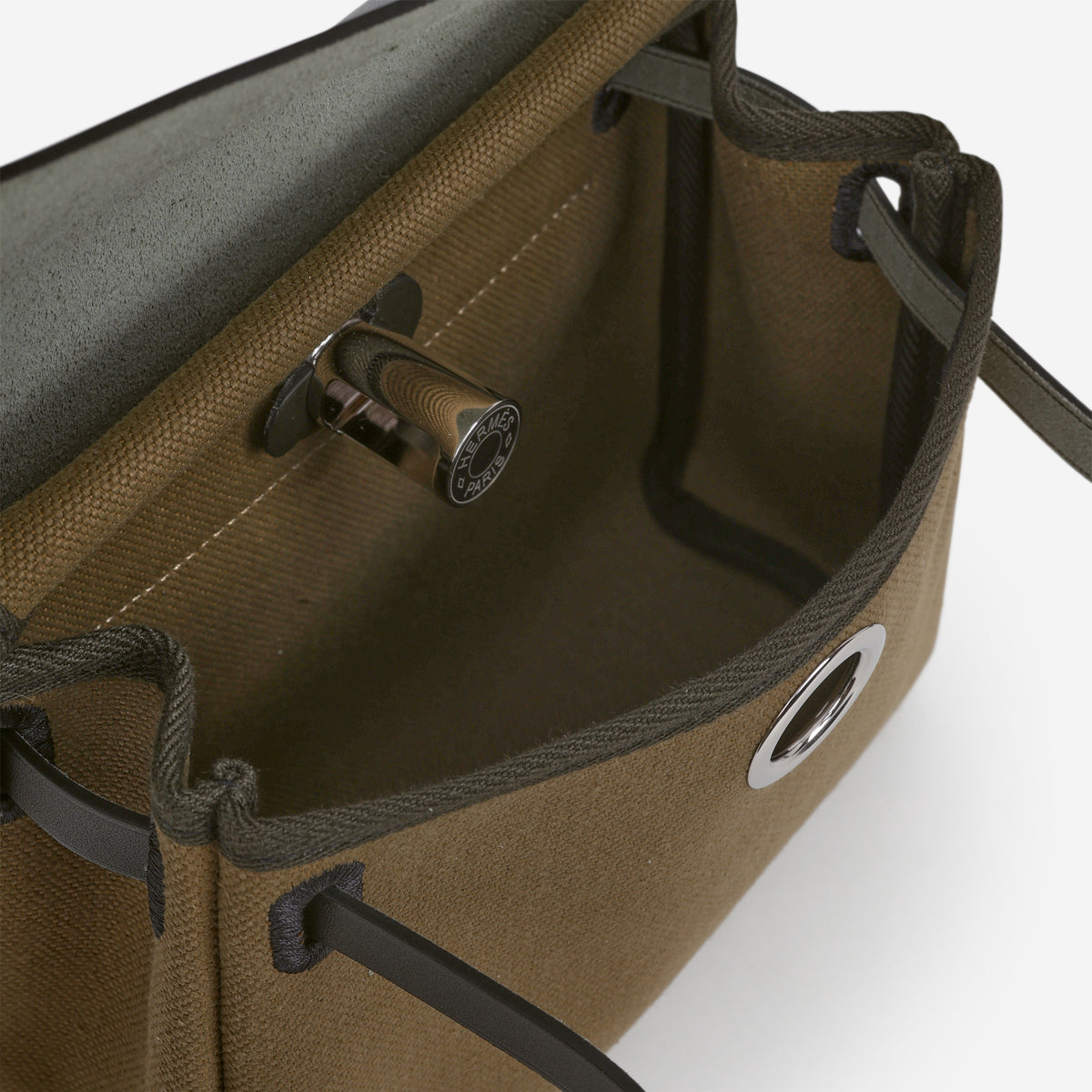 Hermès Mini Herbag 20 - Vert Olive Toile / Kaki Hunter | Palladium Hardware