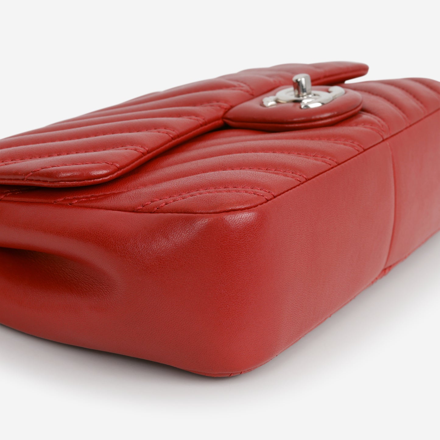 Chanel Medium Chevron Flap - Red Lambskin | Silver Hardware