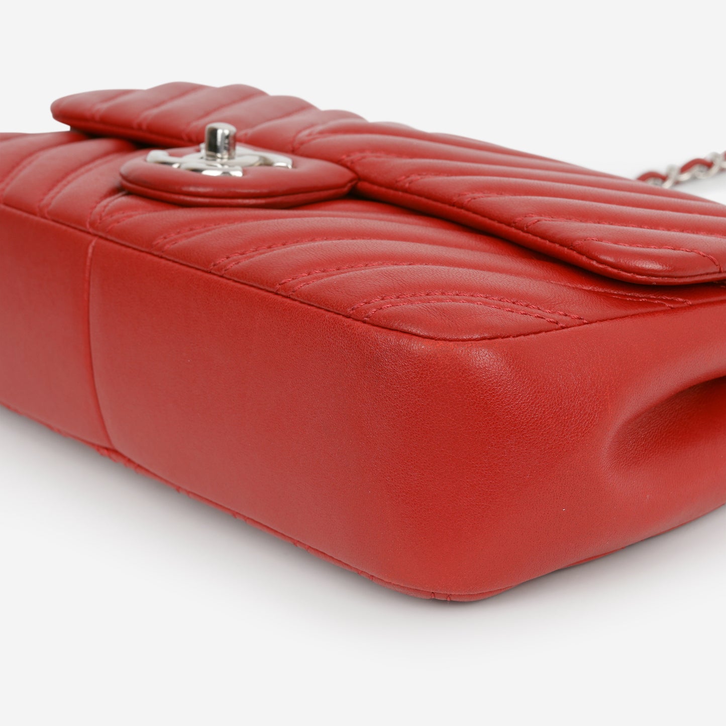 Chanel Medium Chevron Flap - Red Lambskin | Silver Hardware