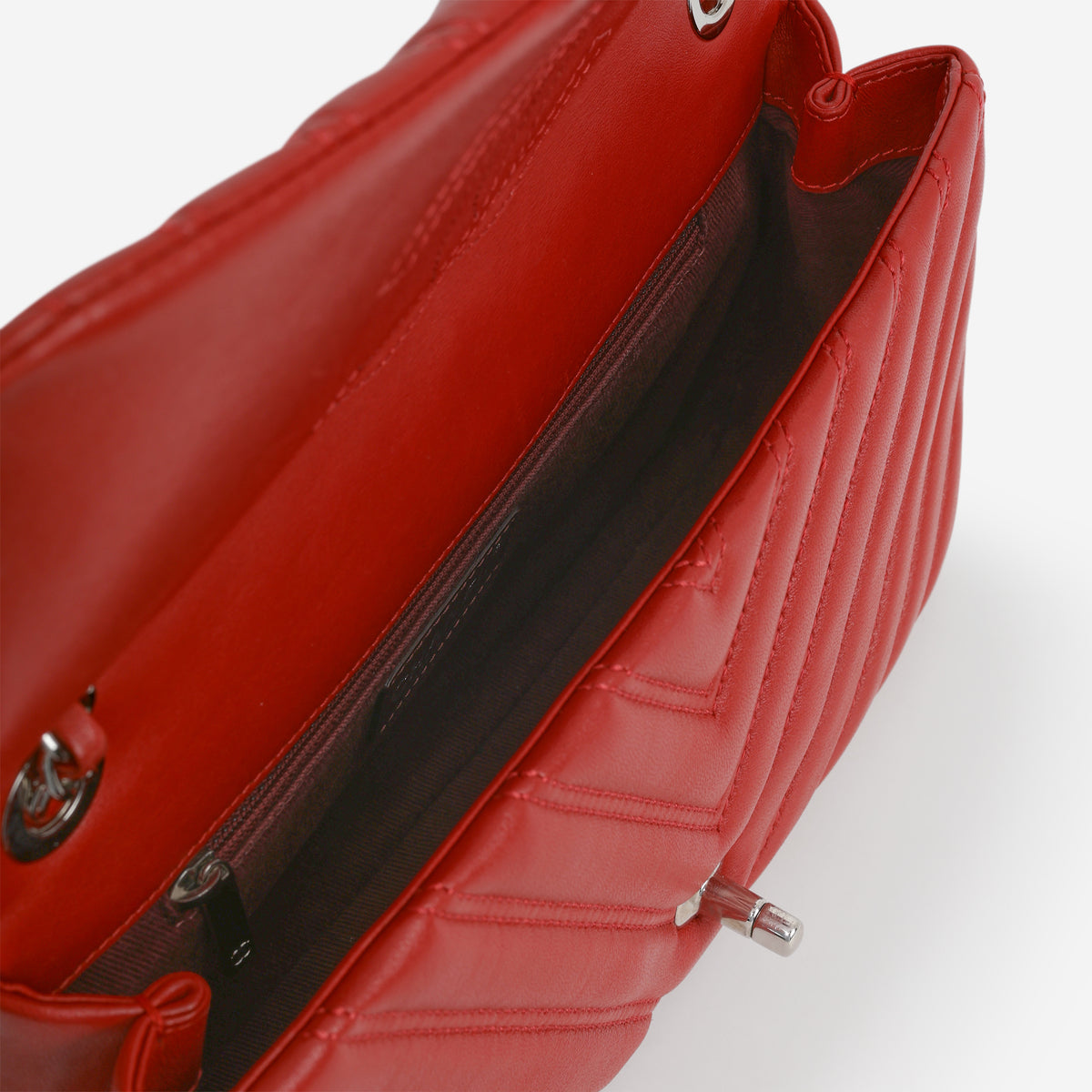 Chanel Medium Chevron Flap - Red Lambskin | Silver Hardware