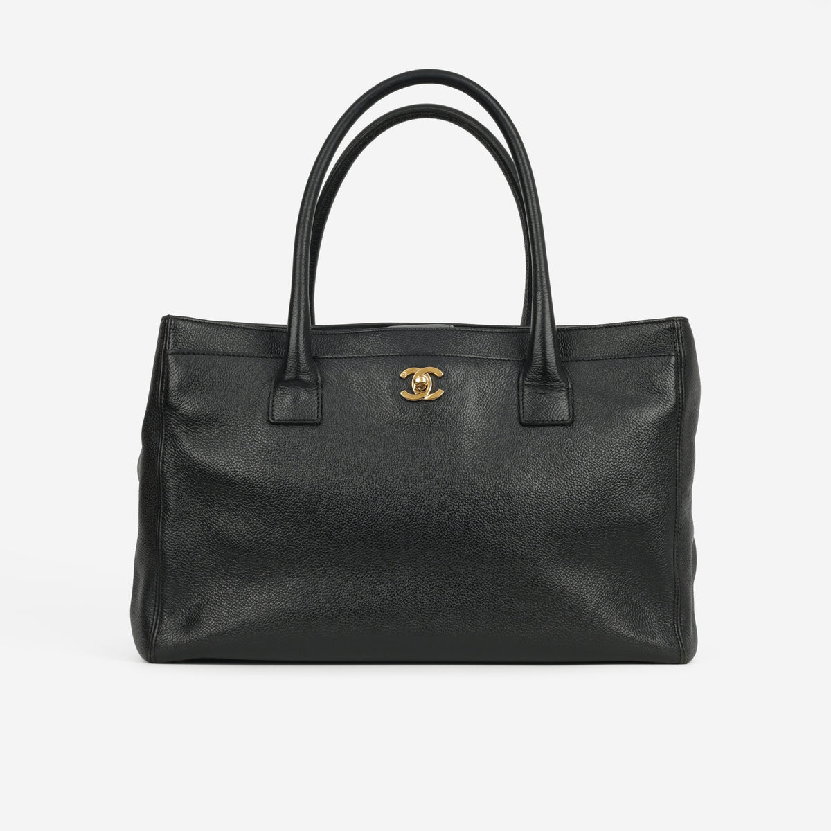 Chanel Vintage Executive Cerf Tote - Black Taurillon | Gold Hardware