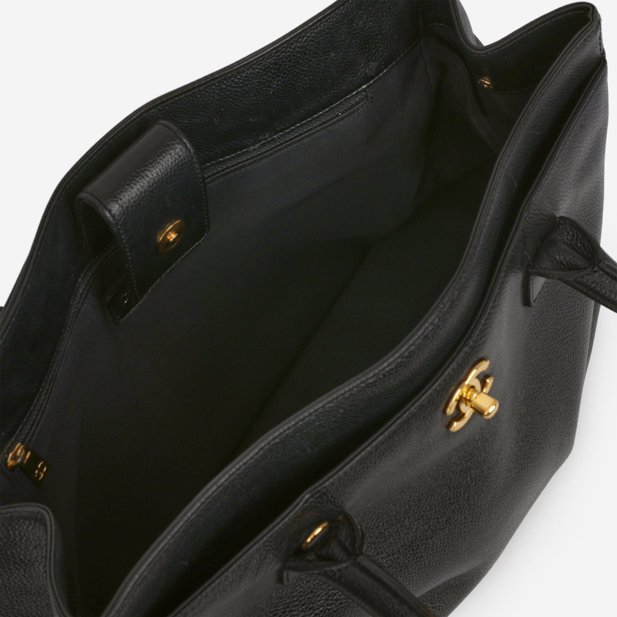 Chanel Vintage Executive Cerf Tote - Black Taurillon | Gold Hardware