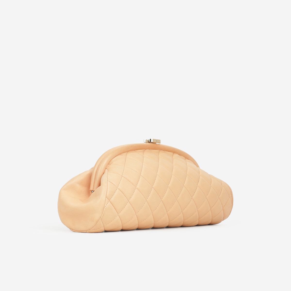 Chanel Timeless CC Half Moon Clutch - Peach Lambskin | Silver Hardware