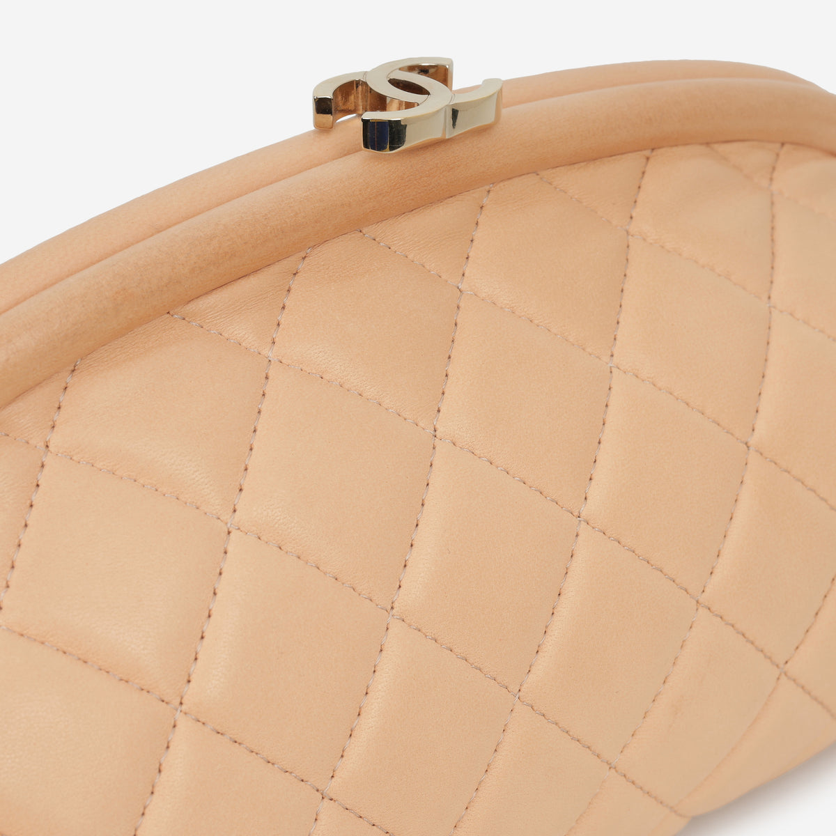 Chanel Timeless CC Half Moon Clutch - Peach Lambskin | Silver Hardware