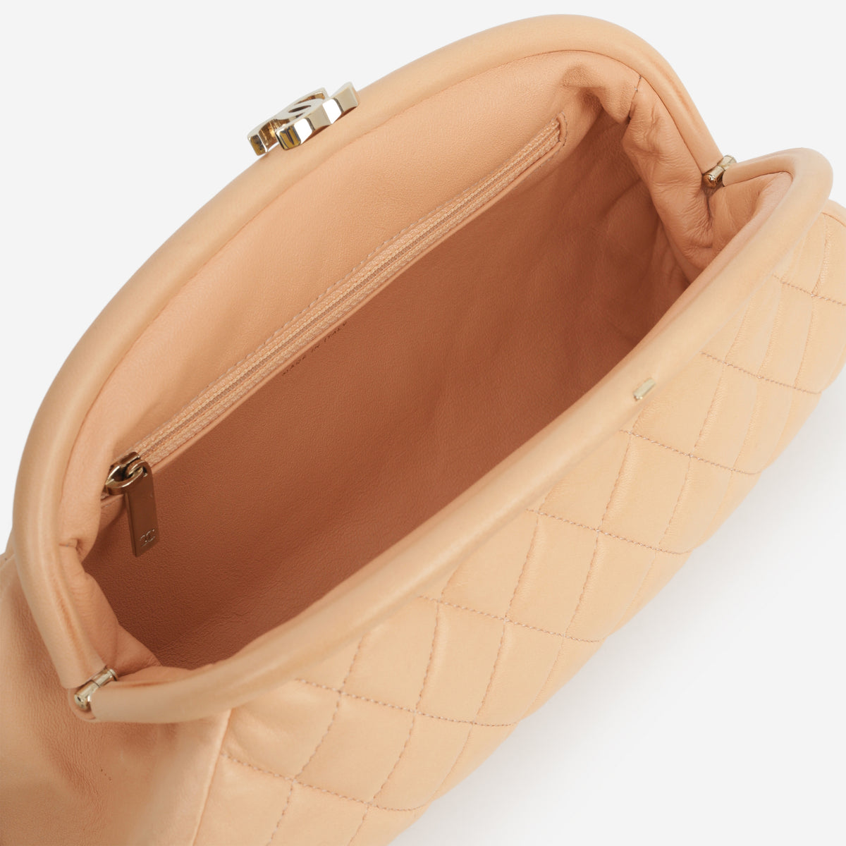 Chanel Timeless CC Half Moon Clutch - Peach Lambskin | Silver Hardware
