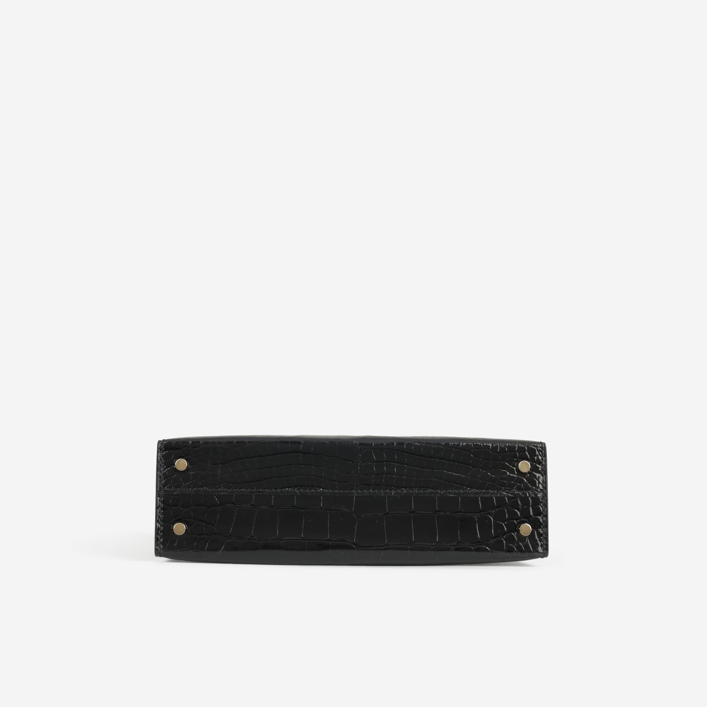 Hermès HSS Mini Kelly 20cm - Black Shiny Alligator / Bordeaux Interior | Permabrass Hardware