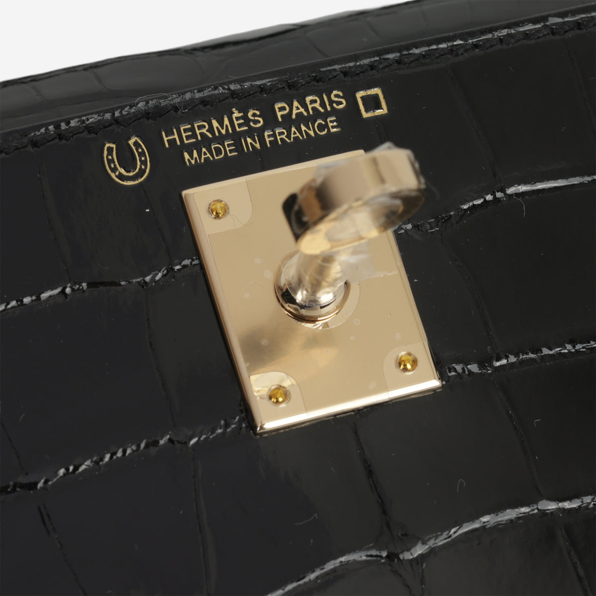 Hermès HSS Mini Kelly 20cm - Black Shiny Alligator / Bordeaux Interior | Permabrass Hardware