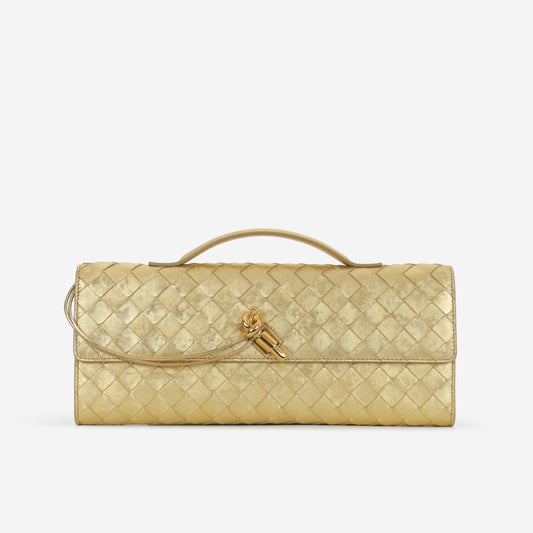 Bottega Veneta Andiamo Clutch - Gold Metallic | Gold Hardware