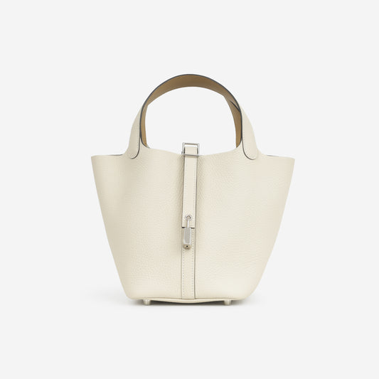 Hermès Picotin 18 Eclat - Craie Clemence / Poussiere Swift | Palladium Hardware