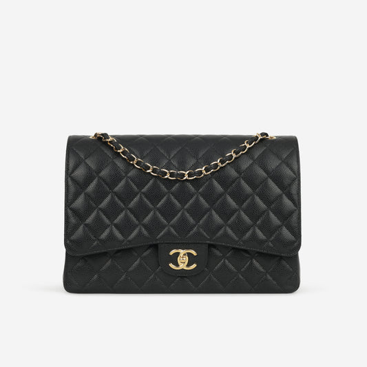 Chanel Maxi Classic Double Flap - Black Caviar | Gold Hardware