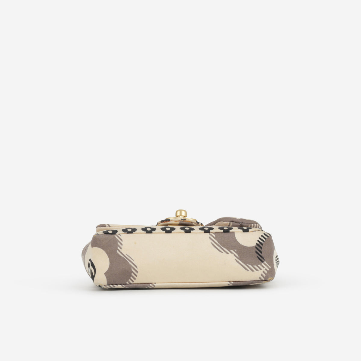 Chanel Vintage Micro Camellia Flap - Beige Printed Satin | Gold Hardware