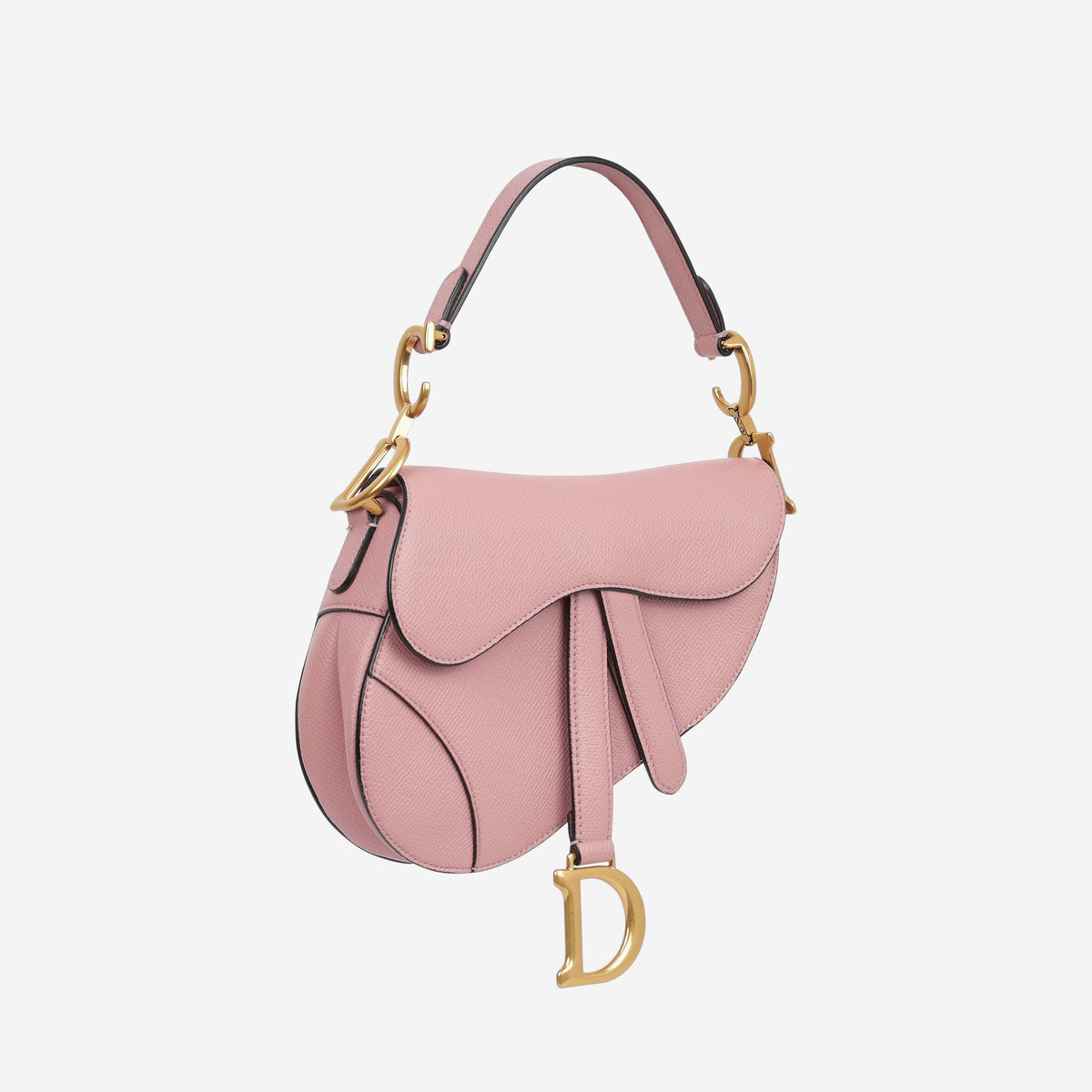 Dior Mini Saddle Bag - Pink Grained Calfskin | Gold Hardware