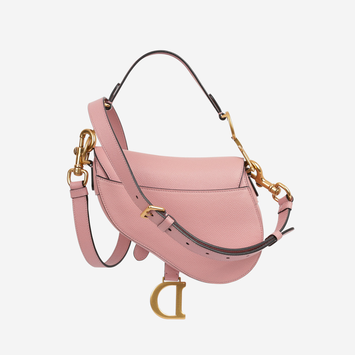 Dior Mini Saddle Bag - Pink Grained Calfskin | Gold Hardware