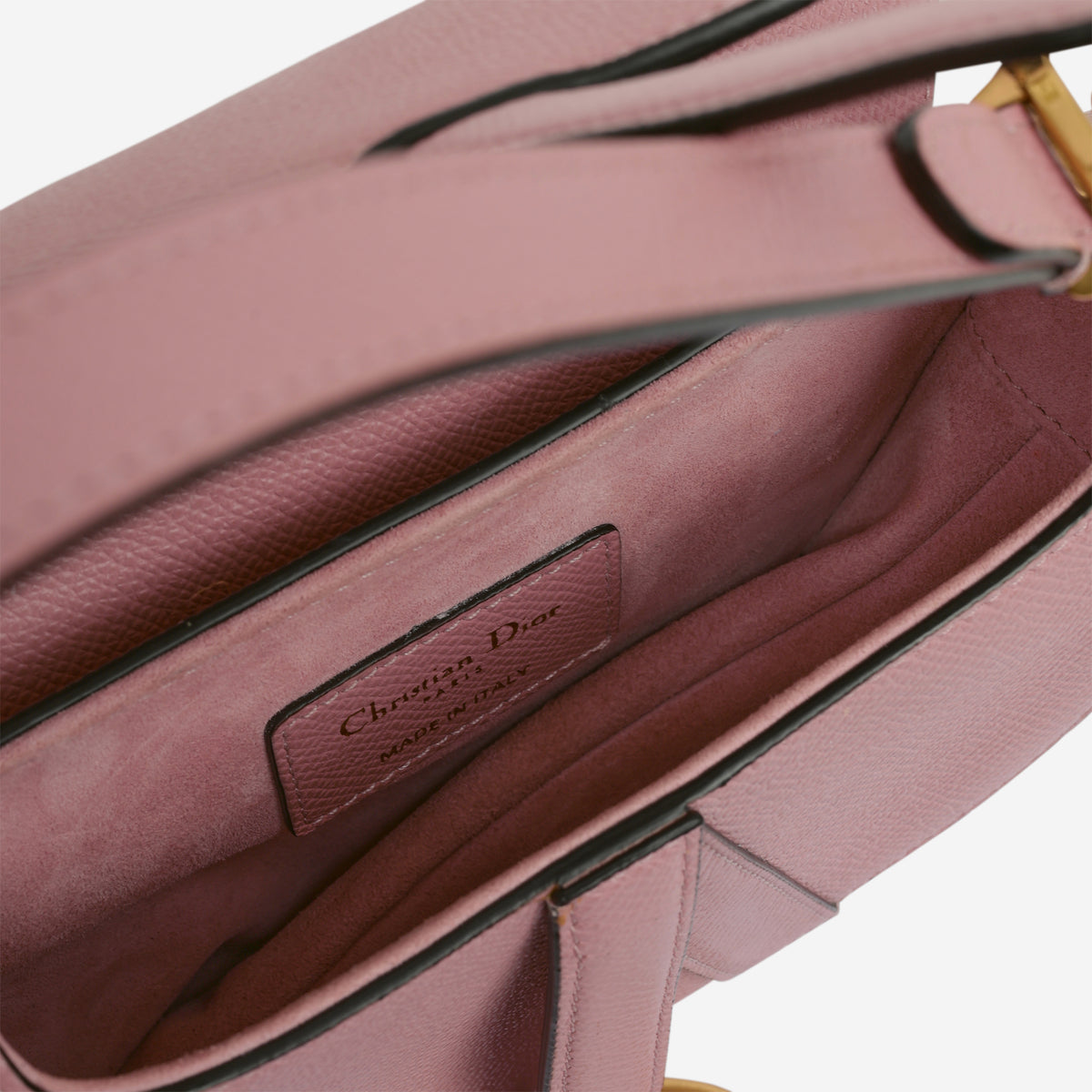 Dior Mini Saddle Bag - Pink Grained Calfskin | Gold Hardware