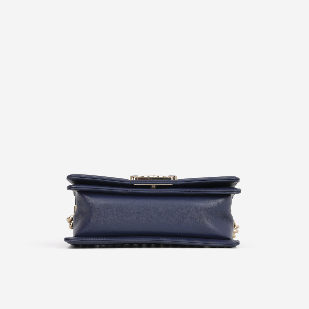 Chanel Small Boy Bag - Navy Lambskin | Champagne Gold Hardware