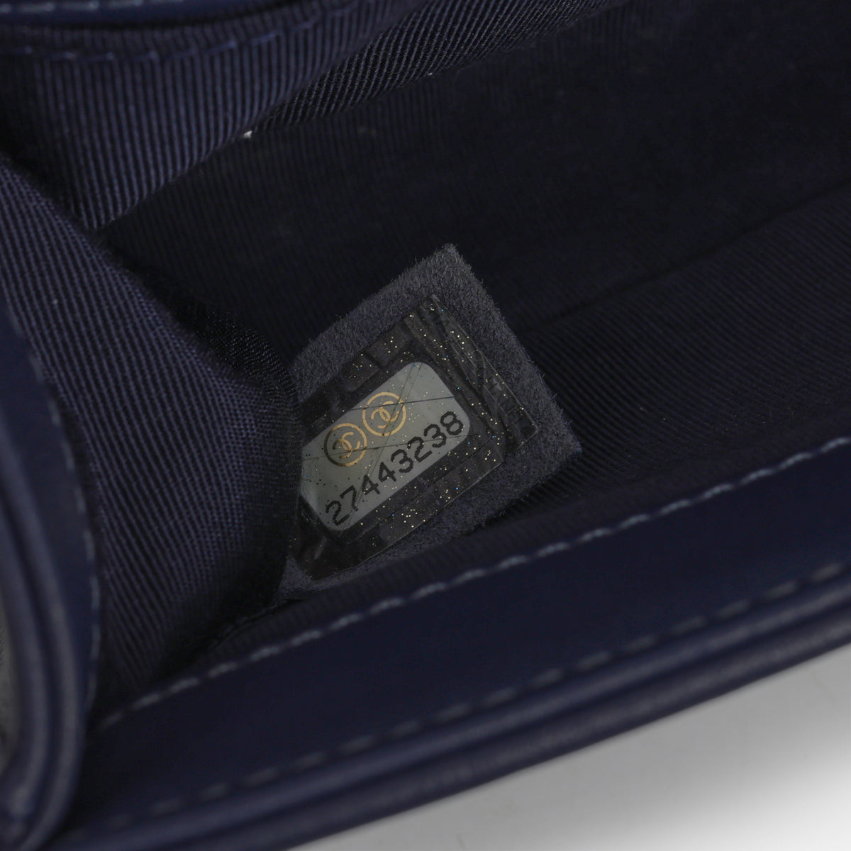 Chanel Small Boy Bag - Navy Lambskin | Champagne Gold Hardware
