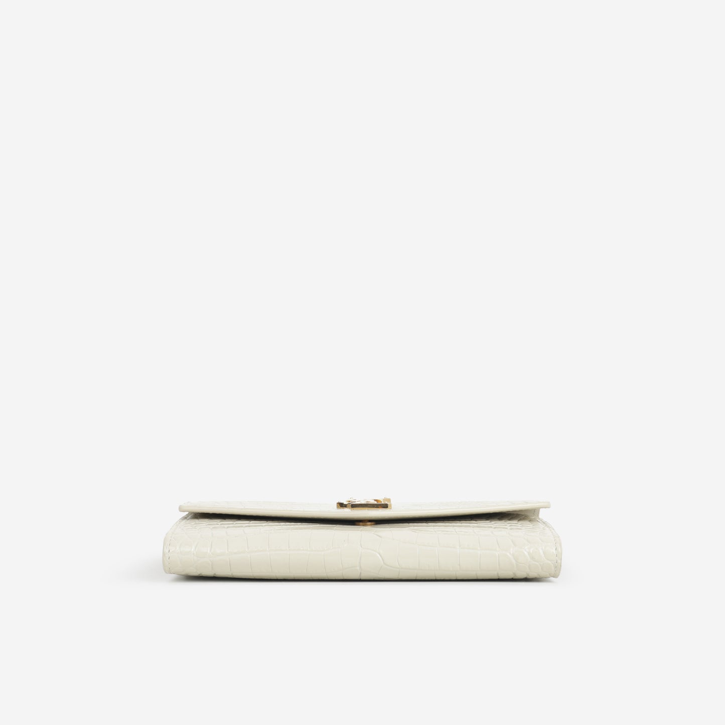 Saint Laurent Uptown Chain Wallet - Ivory Croc Embossed | Gold Hardware