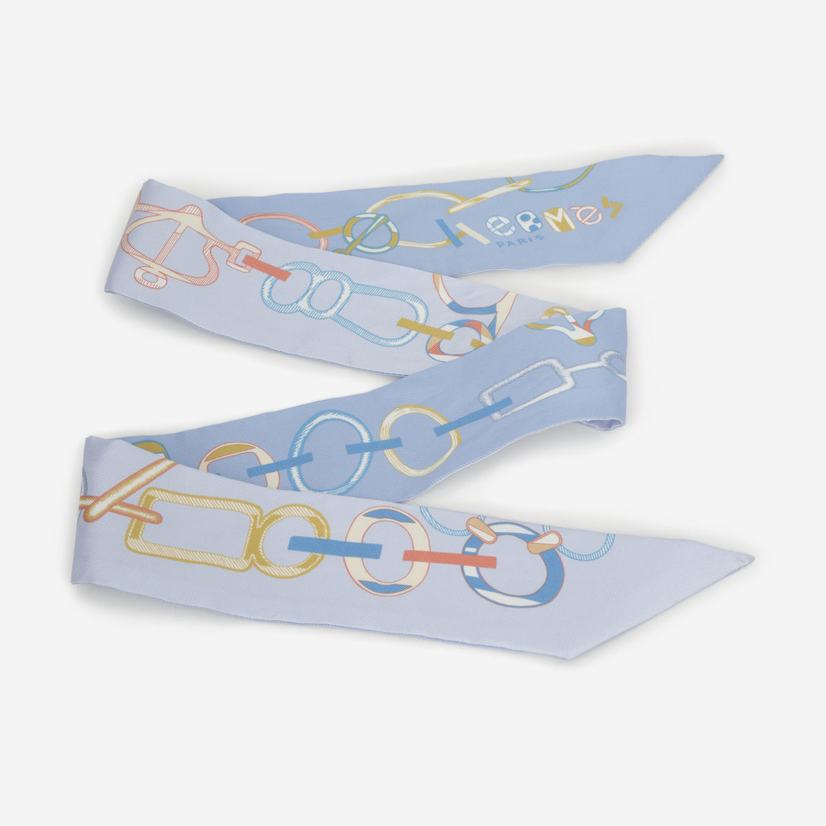 Hermès Twilly Do Re Boucles - Bleu Ciel Silk