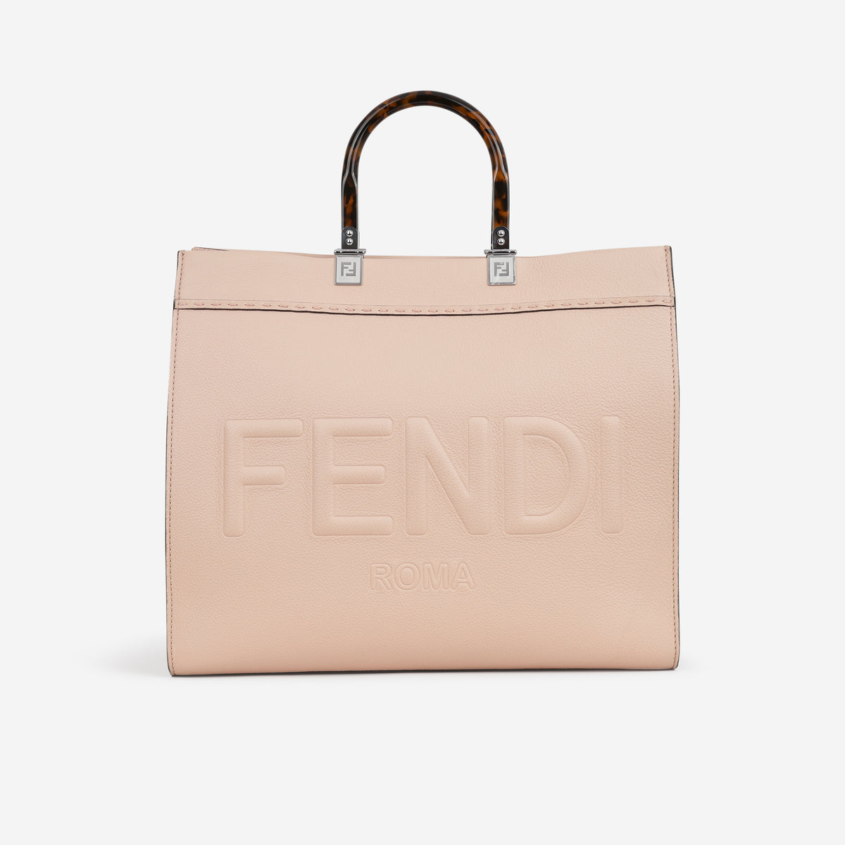 Fendi Medium Sunshine Tote - Pink Grained Calfskin | Silver Hardware