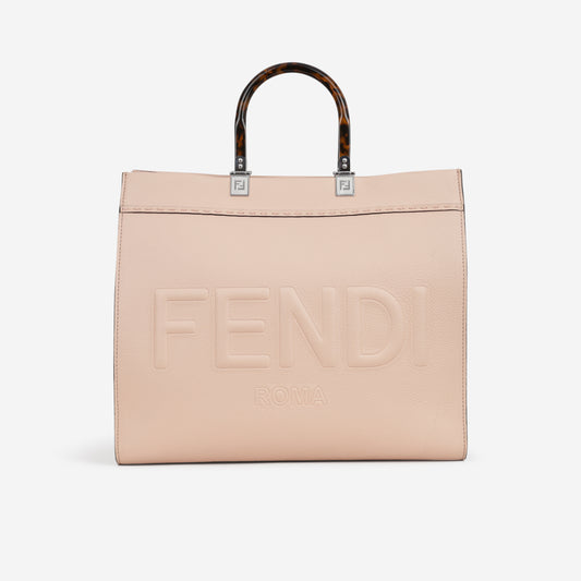 Fendi Medium Sunshine Tote - Pink Grained Calfskin | Silver Hardware