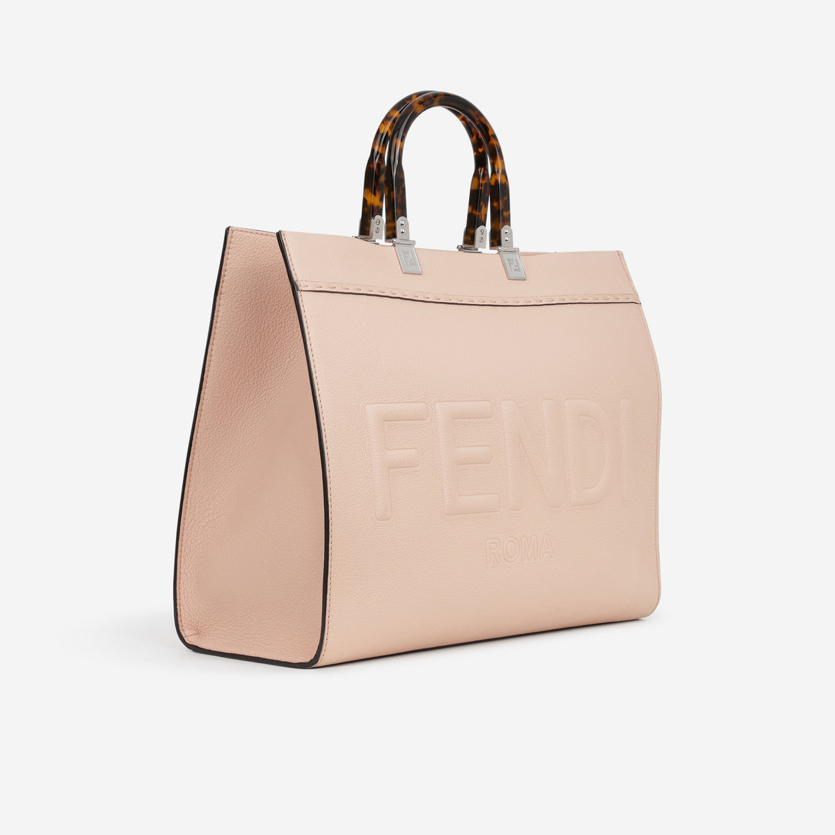 Fendi Medium Sunshine Tote - Pink Grained Calfskin | Silver Hardware