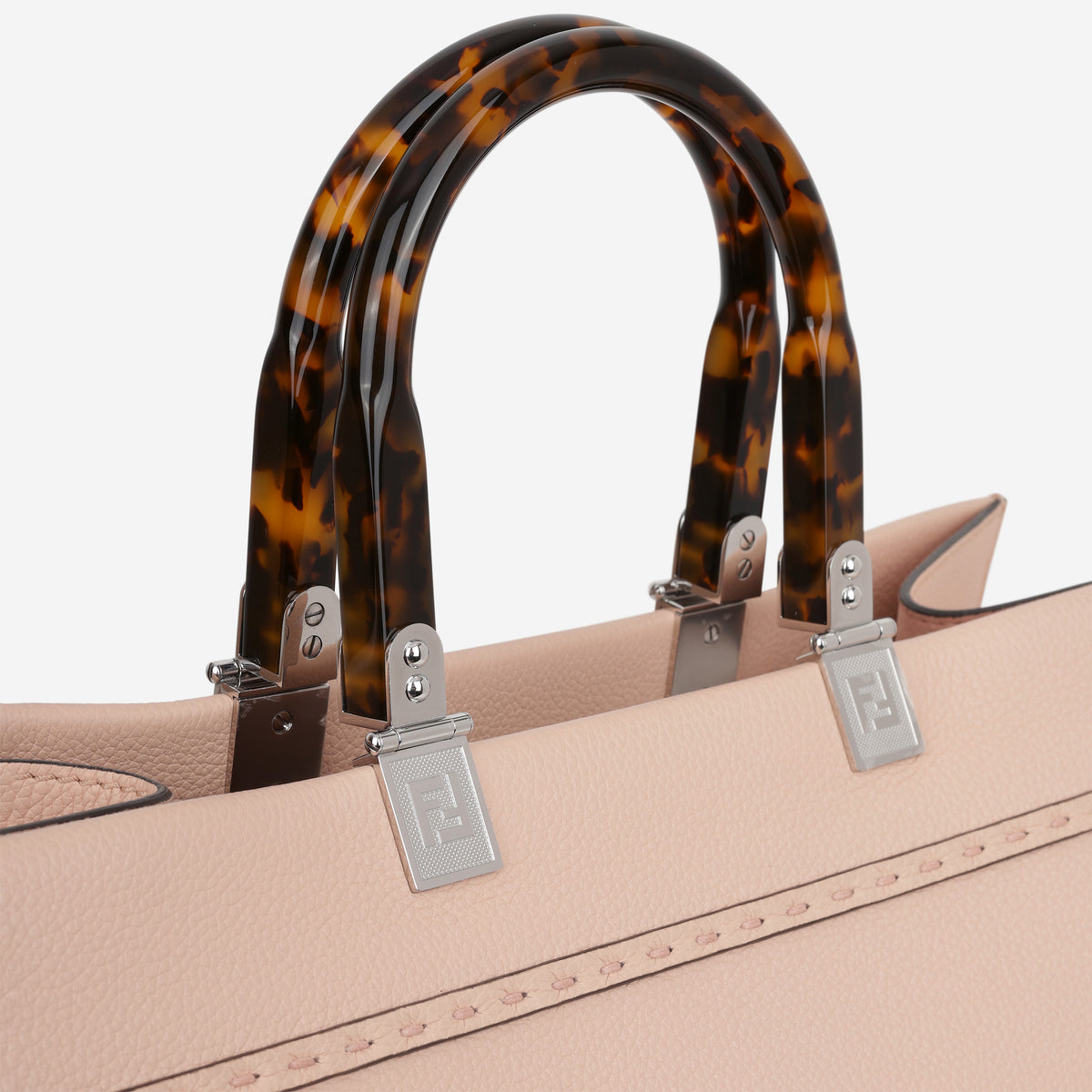 Fendi Medium Sunshine Tote - Pink Grained Calfskin | Silver Hardware
