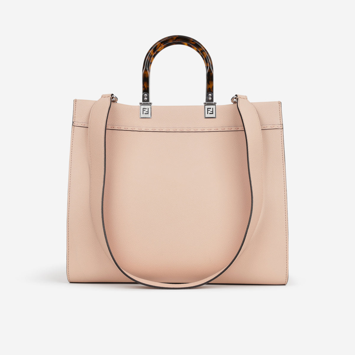 Fendi Medium Sunshine Tote - Pink Grained Calfskin | Silver Hardware