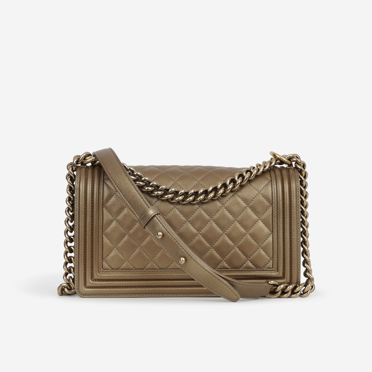 Chanel Old Medium Boy Bag - Gold Metallic Lambskin | Aged Gold Hardware