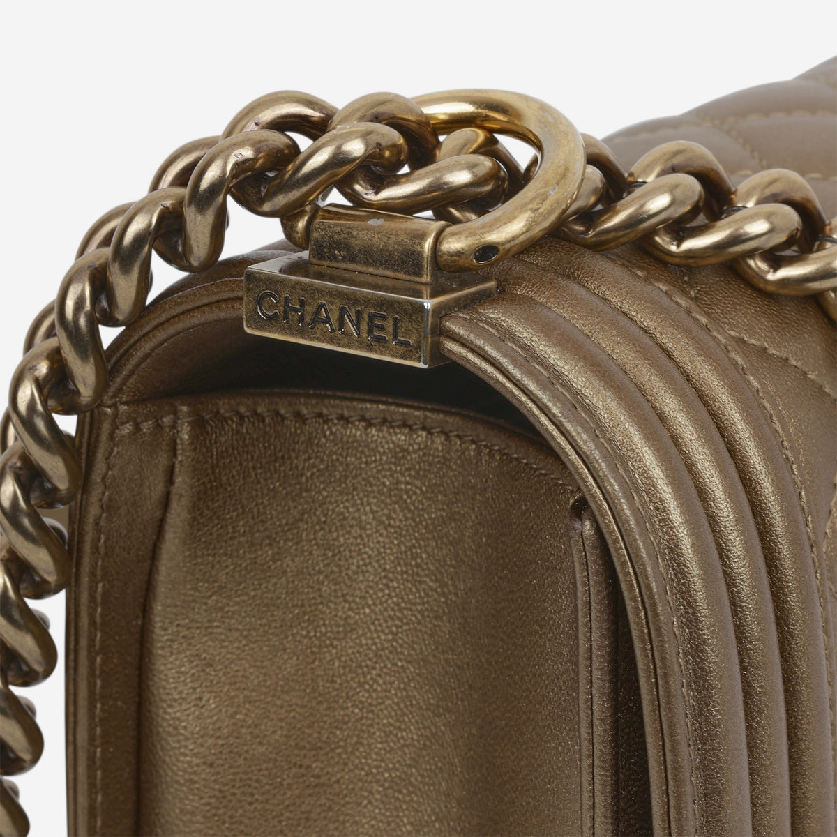 Chanel Old Medium Boy Bag - Gold Metallic Lambskin | Aged Gold Hardware
